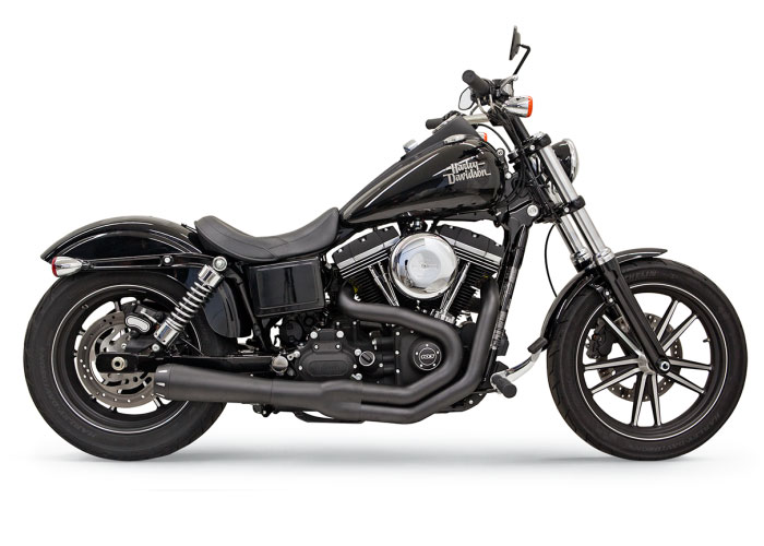 All black Harley Davidson with matte black muffler