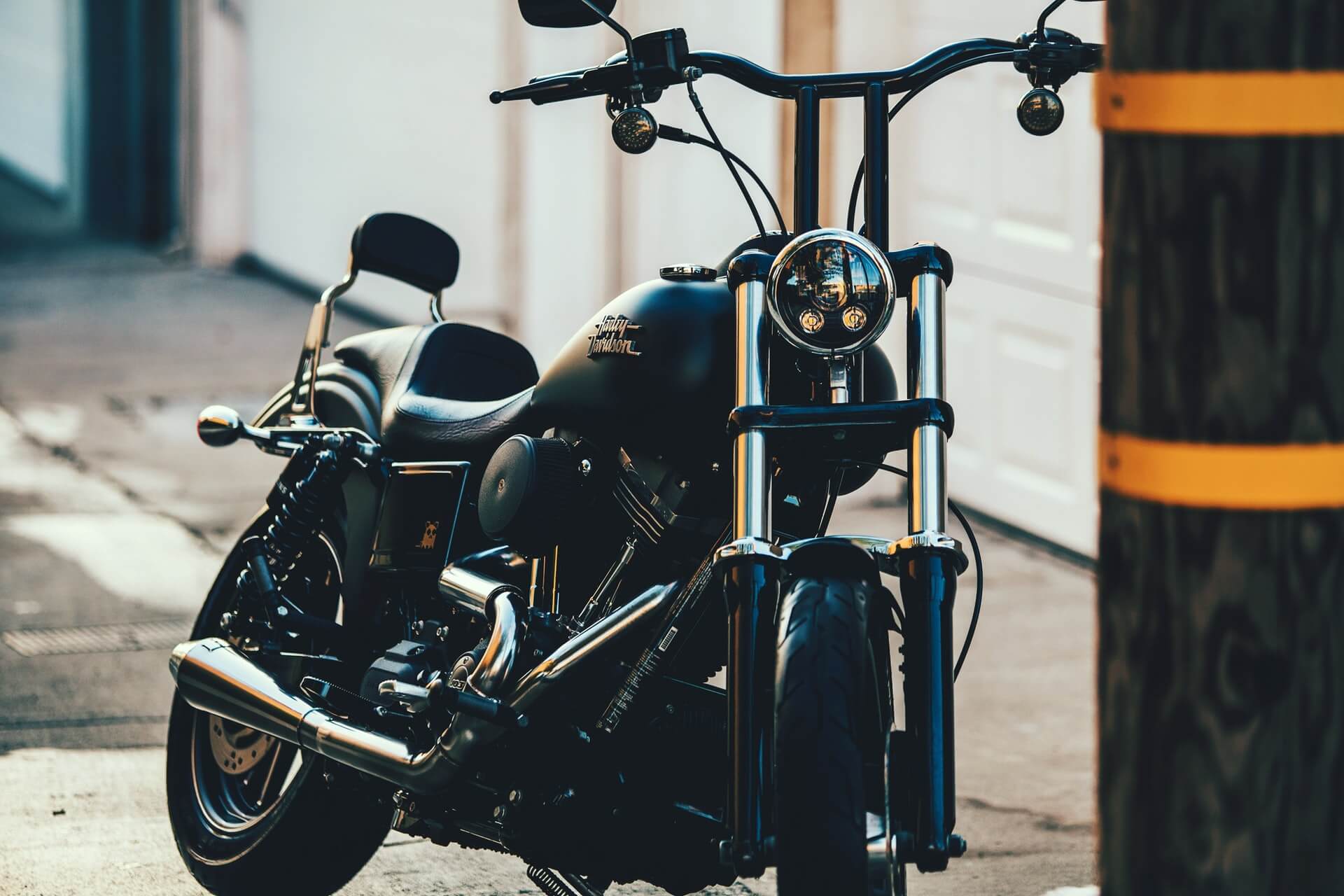 A parked clean motorcycle