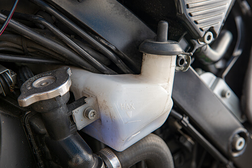 Coolant tank of a motorbike