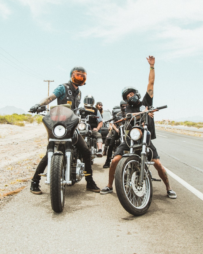 Bikers pulled to the side of the road