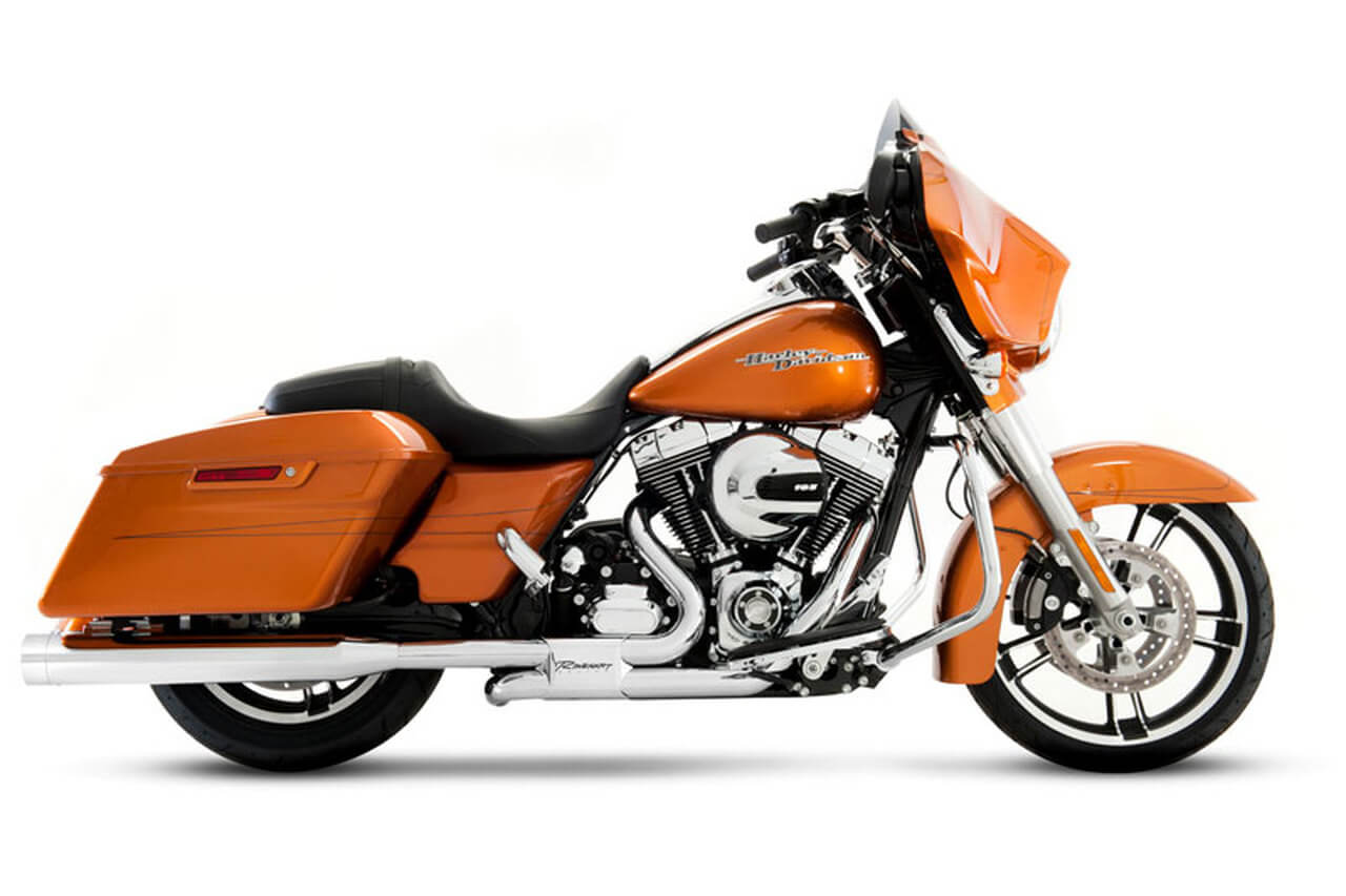 harley davidson orange motorbike with mild steel chrome plating