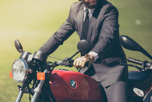 fancy bmw motorcycle rider