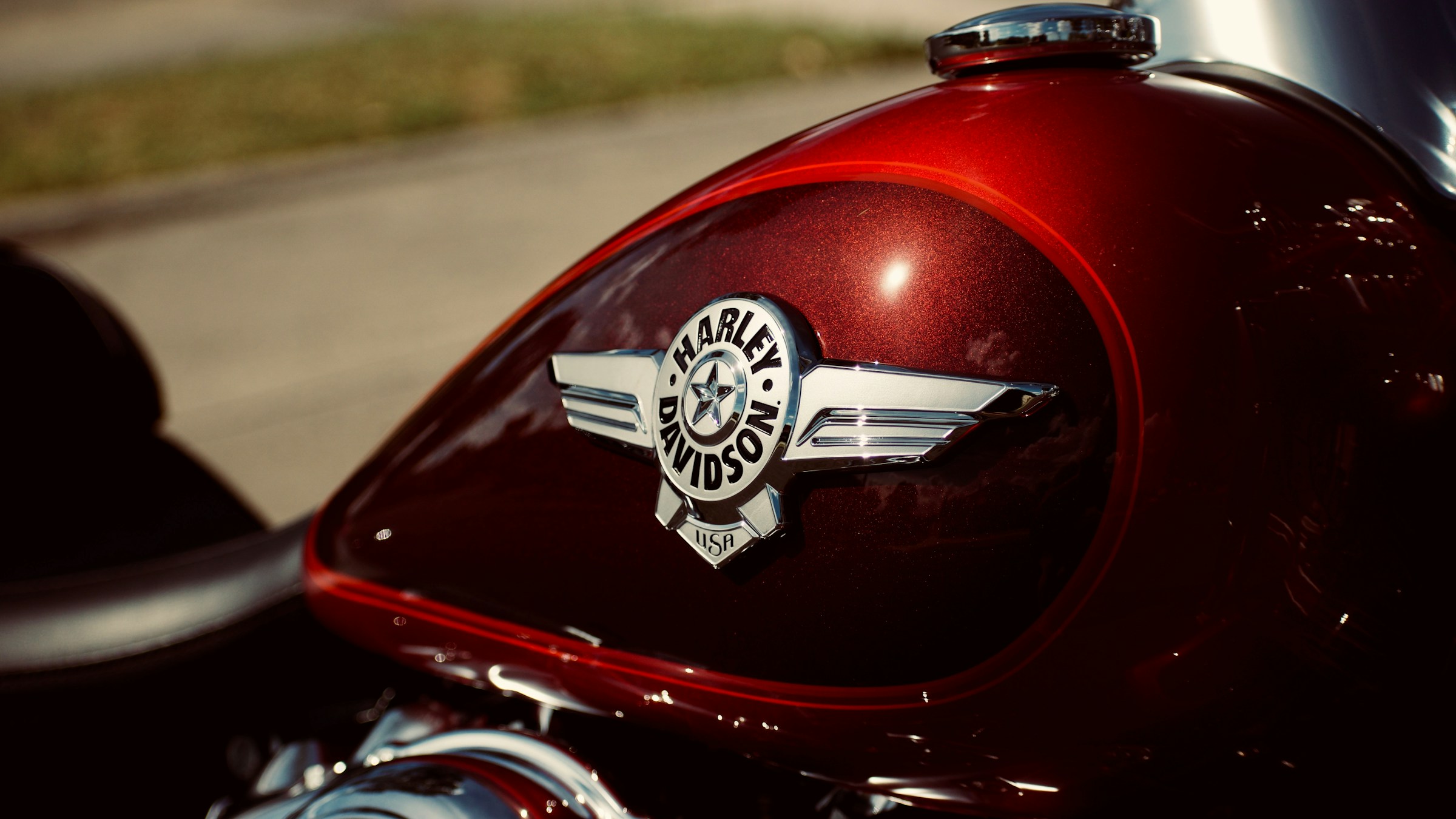 Harley-Davidson logo on a motorcycle’s fuel tank