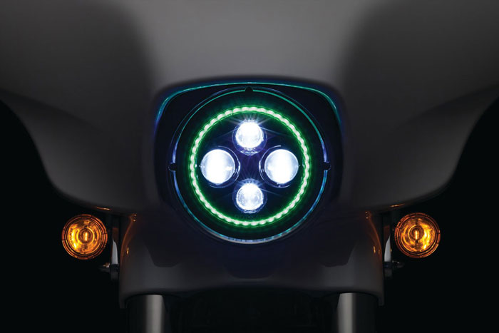 Green L.E.D. halo motorcycle headlight Green L.E.D. halo motorcycle headlight