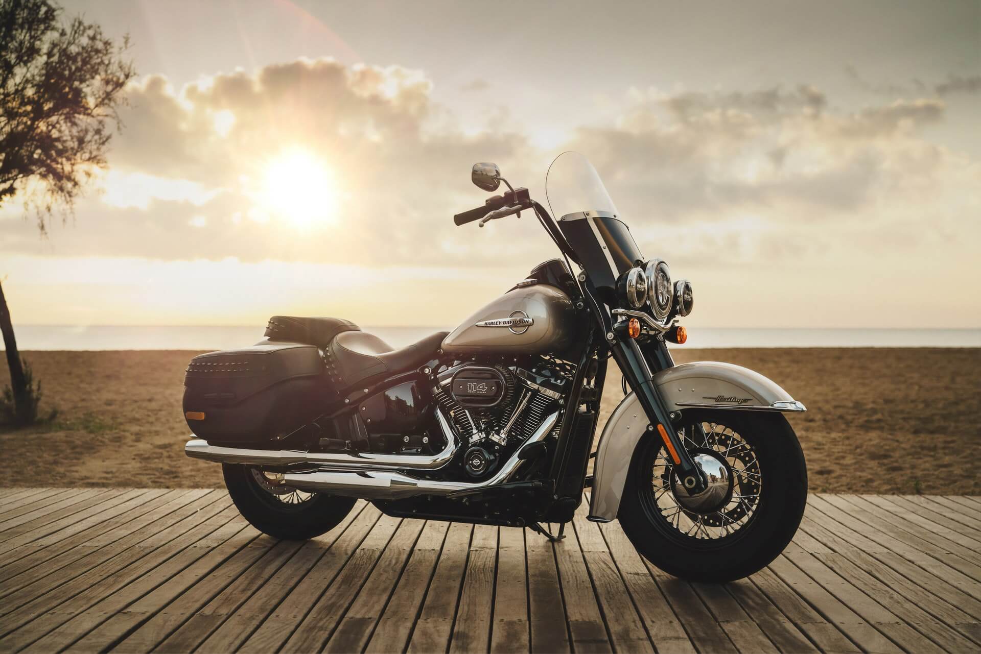 Harley Davidson bike on a beach