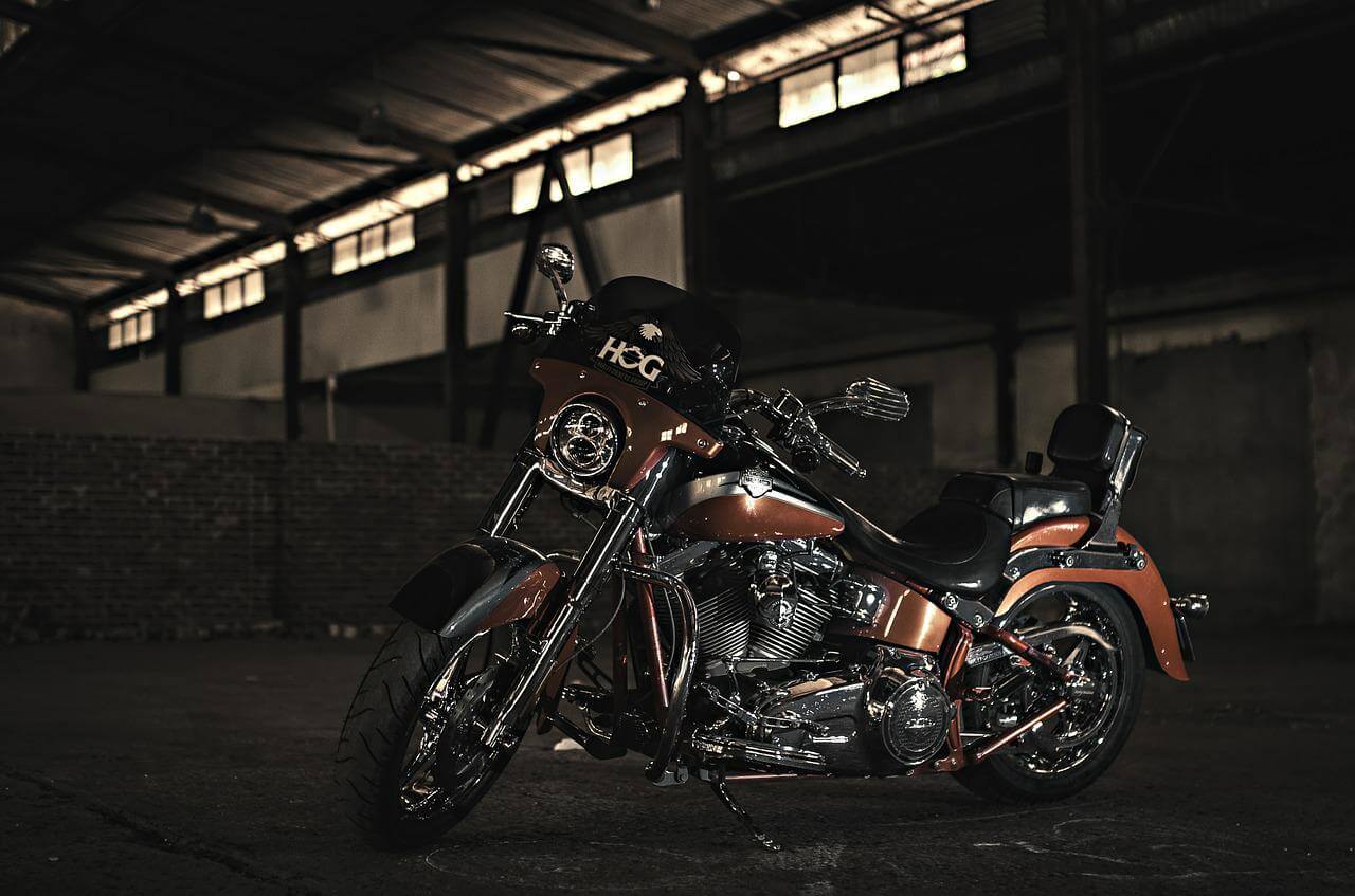 Harley Davidson HOG stored inside a garage
