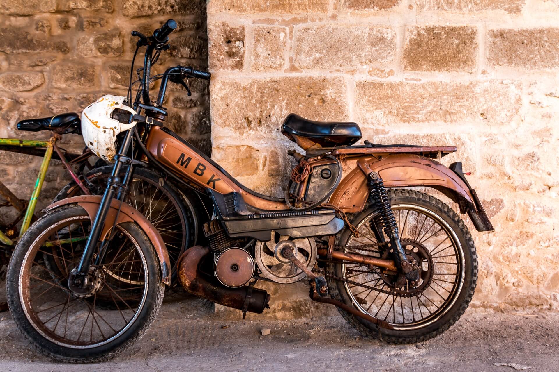 rusted retro motorcycle