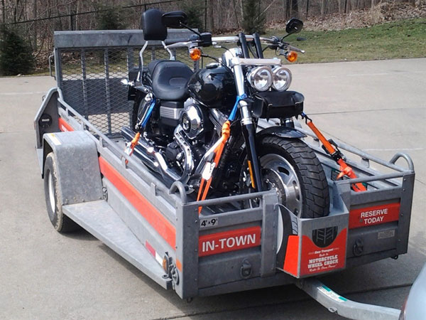towing a motorcycle with trailer