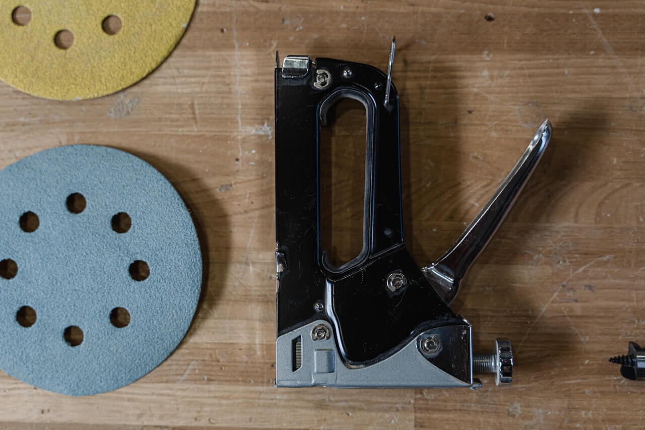 Stapler for reupholstered motorcycle seat